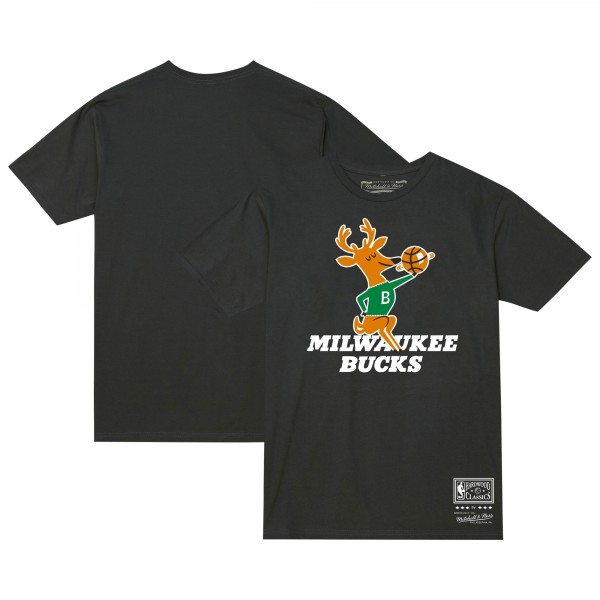 Футболка Milwaukee Bucks Mitchell & Ness Unisex Hardwood Classics MVP Throwback Logo - Black