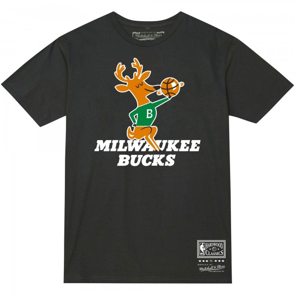 Футболка Milwaukee Bucks Mitchell & Ness Unisex Hardwood Classics MVP Throwback Logo - Black