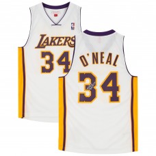 Игровая джерси Shaquille ONeal Los Angeles Lakers Autographed Fanatics Authentic White Mitchell & Ness 2002-03 Swingman