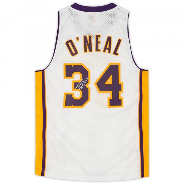 Shaquille ONeal Los Angeles Lakers Autographed Fanatics Authentic White Mitchell & Ness 2002-03 Swingman Jersey