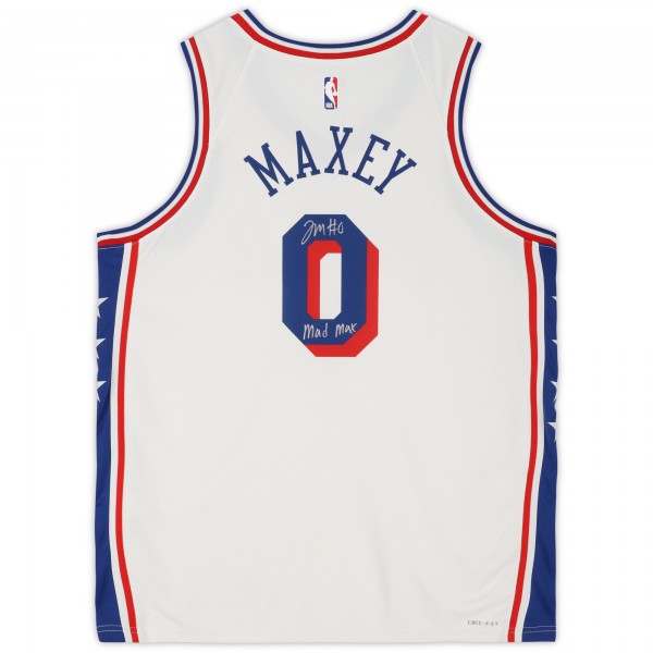 Tyrese Maxey Philadelphia 76ers Autographed Fanatics Authentic White Nike Association Swingman Jersey with Mad Max Inscription