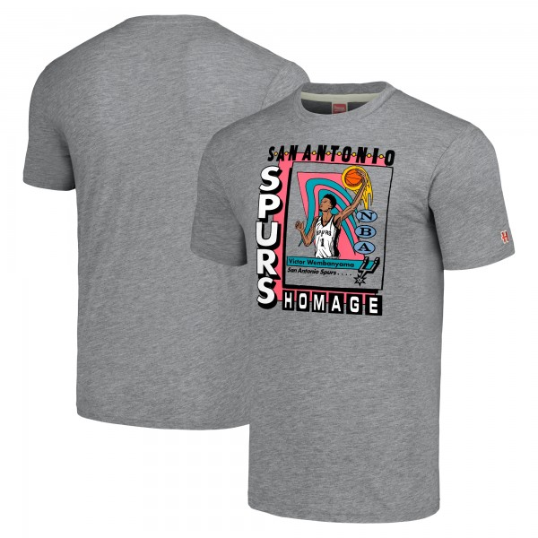 Футболка Victor Wembanyama San Antonio Spurs Homage Unisex SkyBox Player Tri-Blend - Gray