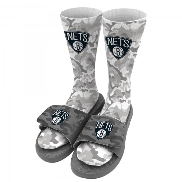 Носки и шлепки Brooklyn Nets ISlide Camo - Gray