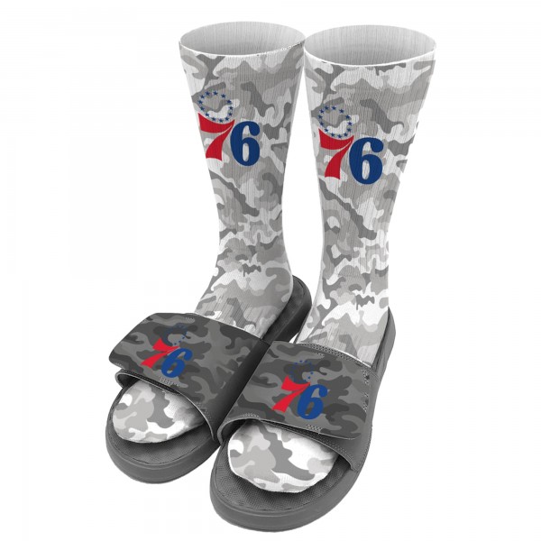 Носки и шлепки Philadelphia 76ers ISlide Youth Camo - Gray