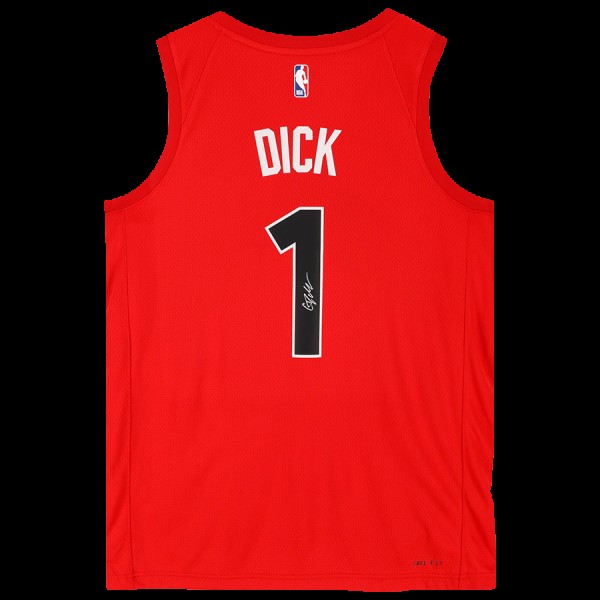 Gradey Dick Toronto Raptors Autographed Fanatics Authentic Red Nike Icon Edition Swingman Jersey