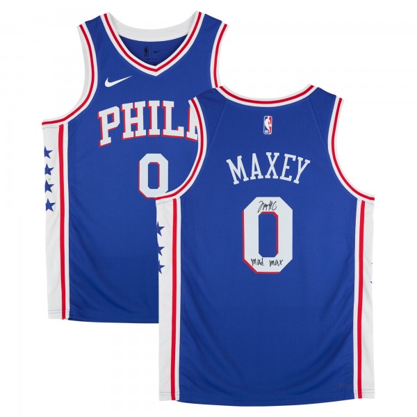 Tyrese Maxey Philadelphia 76ers Autographed Fanatics Authentic Royal Nike Icon Edition Swingman Jersey with Mad Max Inscription