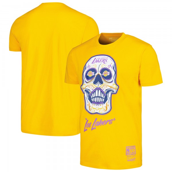 Футболка Los Angeles Lakers Mitchell & Ness Hardwood Classics Sugar Skull Hometown - Gold