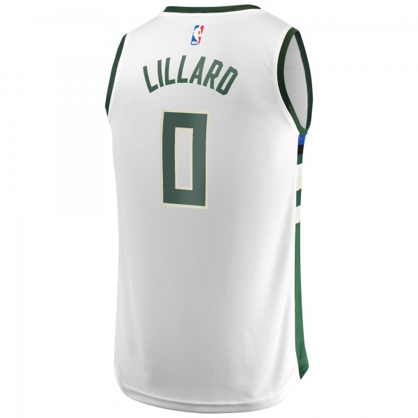 Игровая форма  Damian Lillard Milwaukee Bucks Mens Fast Break Player - Association Edition - White