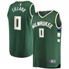 Игровая форма  Damian Lillard Milwaukee Bucks Youth Fast Break Player - Icon Edition - Hunter Green