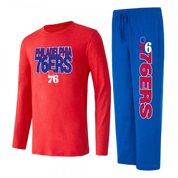 Штаны Футболка с длинным рукавом Philadelphia 76ers Concepts Sport Meter & Sleep Set - Royal/Red