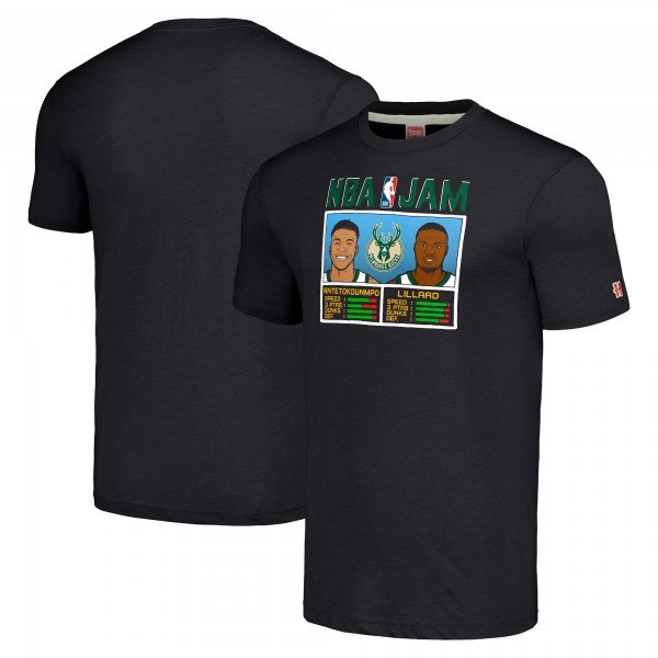 Футболка Damian Lillard & Giannis Antetokounmpo Milwaukee Bucks Homage NBA Jam Tri-Blend - Charcoal