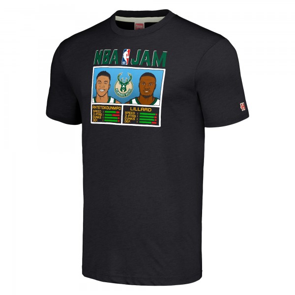 Футболка Damian Lillard & Giannis Antetokounmpo Milwaukee Bucks Homage NBA Jam Tri-Blend - Charcoal