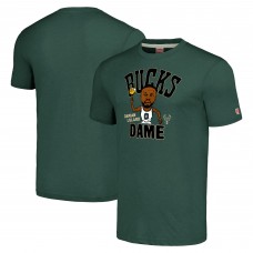 Футболка Damian Lillard Milwaukee Bucks Homage Caricature Tri-Blend - Hunter Green