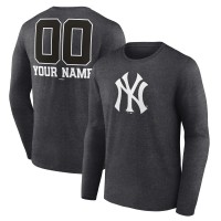 New York Yankees Charcoal Personalized Monochrome Name & Number Long Sleeve T-Shirt