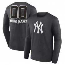 New York Yankees Charcoal Personalized Monochrome Name & Number Long Sleeve T-Shirt