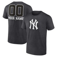 New York Yankees Charcoal Personalized Monochrome Name & Number T-Shirt