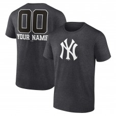 New York Yankees Charcoal Personalized Monochrome Name & Number T-Shirt