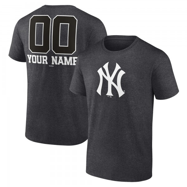 New York Yankees Charcoal Personalized Monochrome Name & Number T-Shirt