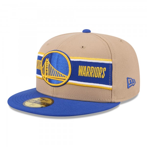 Бейсболка Golden State Warriors New Era Tan/Royal 2024 NBA Draft 59FIFTY