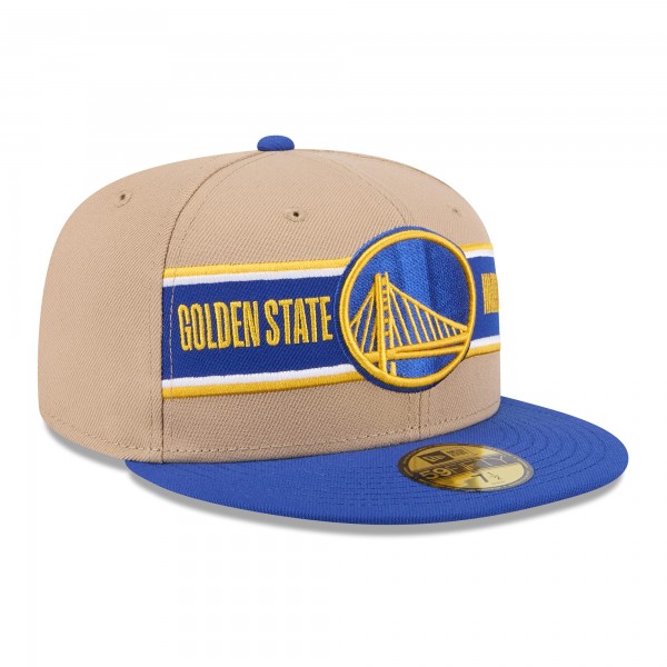 Бейсболка Golden State Warriors New Era Tan/Royal 2024 NBA Draft 59FIFTY