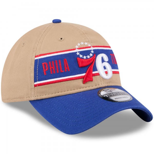Бейсболка Philadelphia 76ers New Era Tan/Royal 2024 NBA Draft 9TWENTY