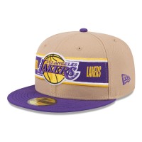 Бейсболка Los Angeles Lakers New Era Tan/Purple 2024 NBA Draft 59FIFTY