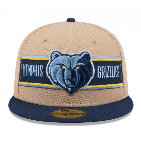 Бейсболка Memphis Grizzlies New Era 2024 NBA Draft 59FIFTY - Tan/Navy