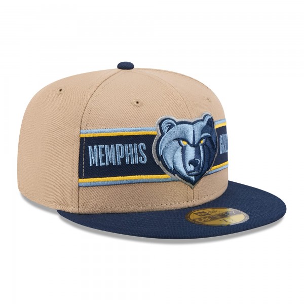 Бейсболка Memphis Grizzlies New Era 2024 NBA Draft 59FIFTY - Tan/Navy
