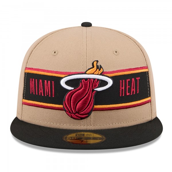 Бейсболка Miami Heat New Era Tan/Black 2024 NBA Draft 59FIFTY