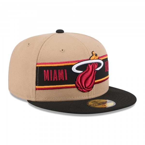 Бейсболка Miami Heat New Era Tan/Black 2024 NBA Draft 59FIFTY
