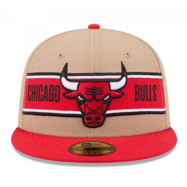 Бейсболка Chicago Bulls New Era 2024 NBA Draft 59FIFTY - Tan/Red