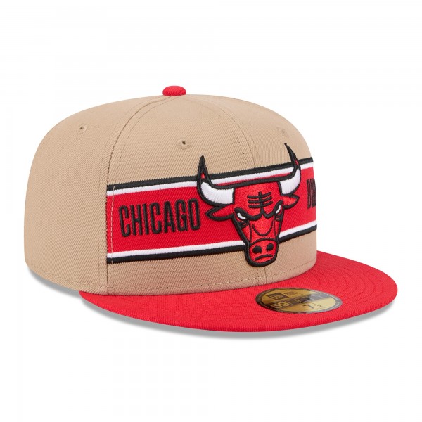 Бейсболка Chicago Bulls New Era 2024 NBA Draft 59FIFTY - Tan/Red