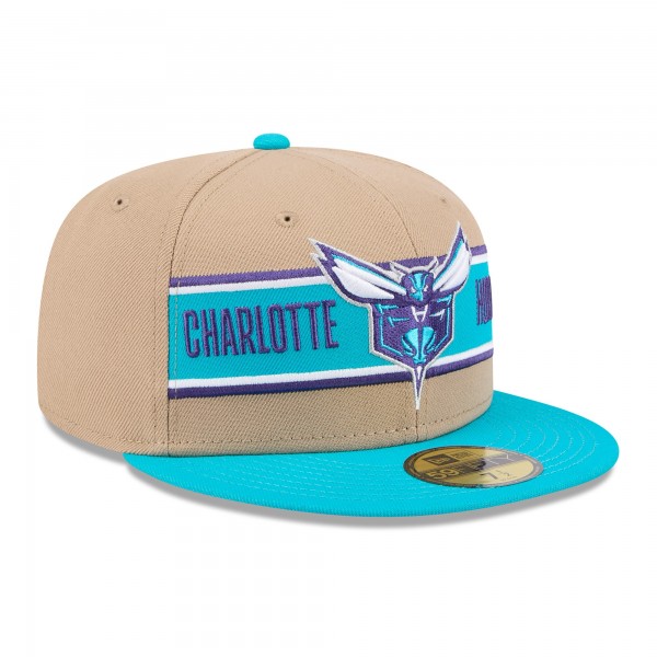 Бейсболка Charlotte Hornets New Era 2024 NBA Draft 59FIFTY - Tan/Teal