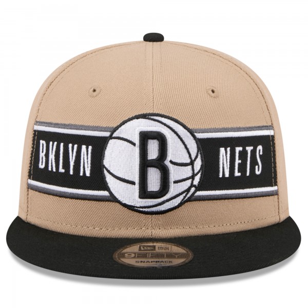 Бейсболка Youth Brooklyn Nets New Era Tan/Black 2024 NBA Draft 9FIFTY