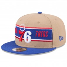 Бейсболка Philadelphia 76ers New Era Tan/Royal 2024 NBA Draft 9FIFTY Snapback