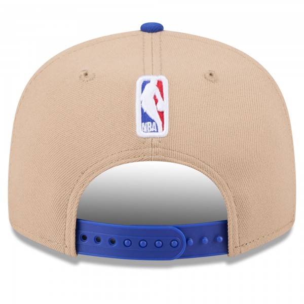 Бейсболка Philadelphia 76ers New Era Tan/Royal 2024 NBA Draft 9FIFTY Snapback