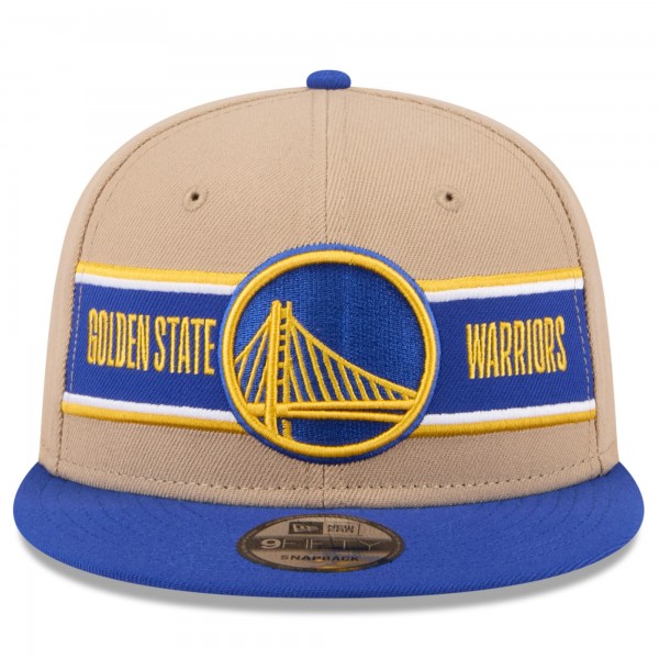 Бейсболка Golden State Warriors New Era 2024 NBA Draft 9FIFTY - Tan/Royal