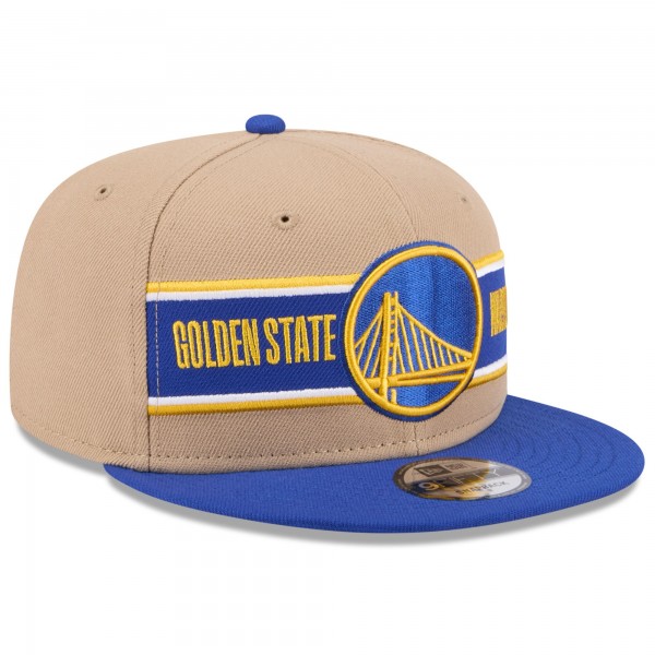 Бейсболка Golden State Warriors New Era 2024 NBA Draft 9FIFTY - Tan/Royal