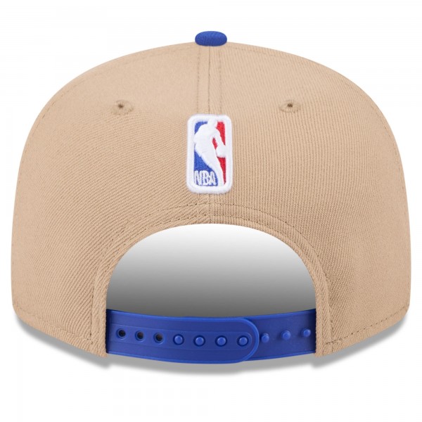Бейсболка Golden State Warriors New Era 2024 NBA Draft 9FIFTY - Tan/Royal