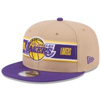 Бейсболка Los Angeles Lakers New Era Tan/Purple 2024 NBA Draft 9FIFTY Snapback