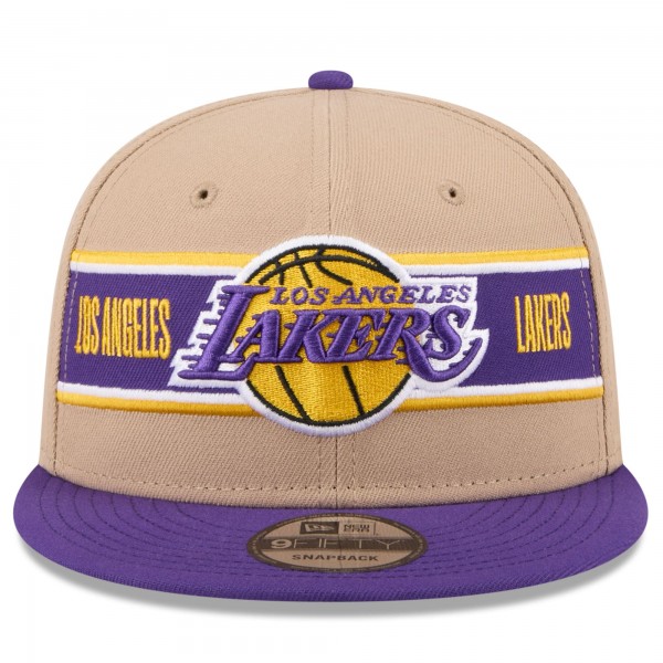 Бейсболка Los Angeles Lakers New Era Tan/Purple 2024 NBA Draft 9FIFTY Snapback