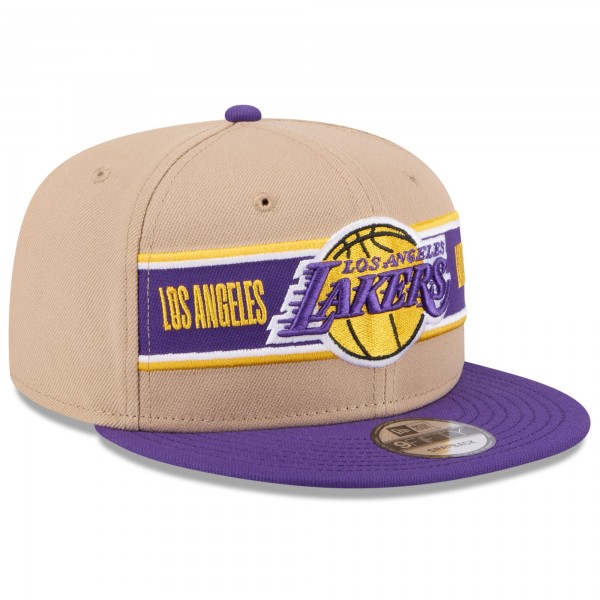 Бейсболка Los Angeles Lakers New Era Tan/Purple 2024 NBA Draft 9FIFTY Snapback