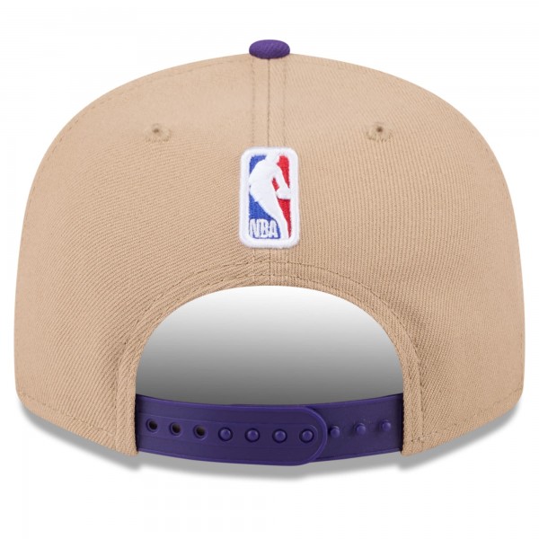 Бейсболка Los Angeles Lakers New Era Tan/Purple 2024 NBA Draft 9FIFTY Snapback
