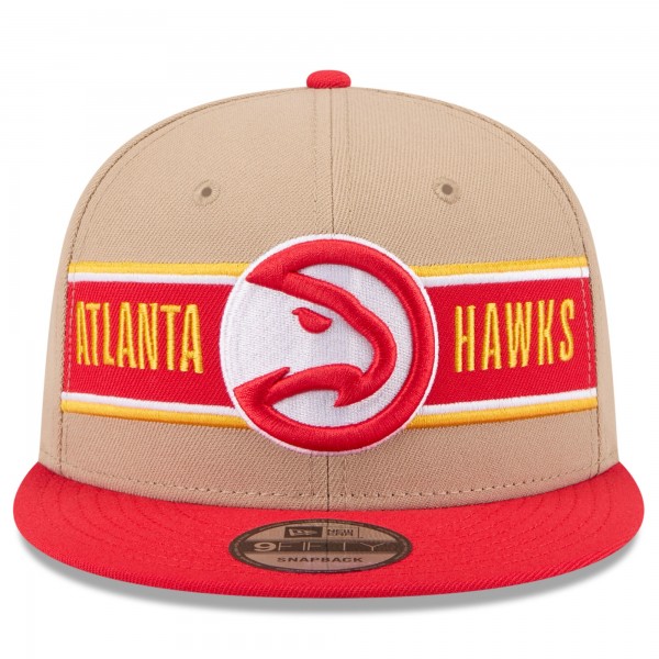 Бейсболка Atlanta Hawks New Era 2024 NBA Draft 9FIFTY - Tan/Red