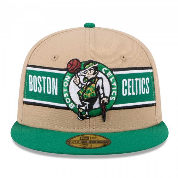 Бейсболка Boston Celtics New Era 2024 NBA Draft 59FIFTY - Tan/Kelly Green