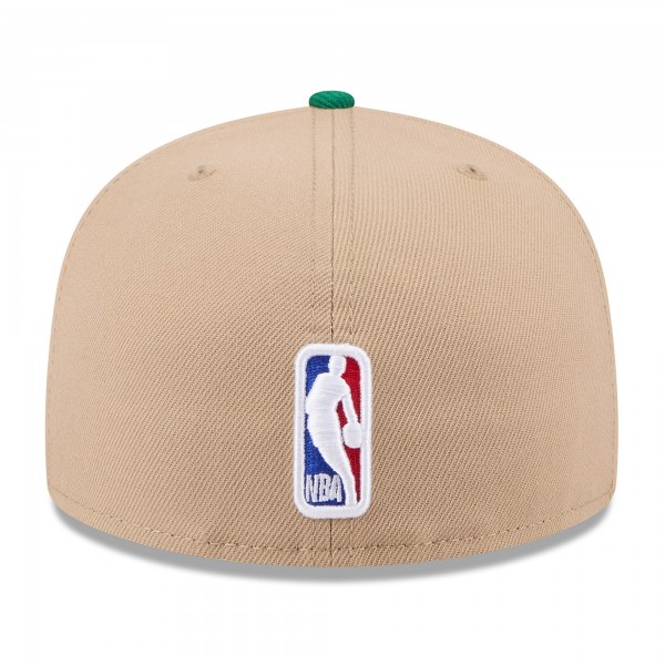 Бейсболка Boston Celtics New Era 2024 NBA Draft 59FIFTY - Tan/Kelly Green