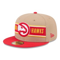 Бейсболка Atlanta Hawks New Era 2024 NBA Draft 59FIFTY - Tan/Red