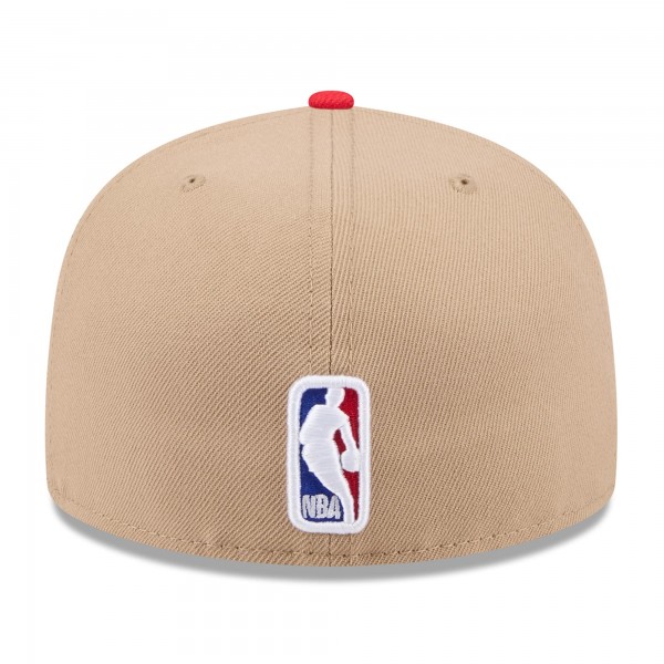 Бейсболка Atlanta Hawks New Era 2024 NBA Draft 59FIFTY - Tan/Red