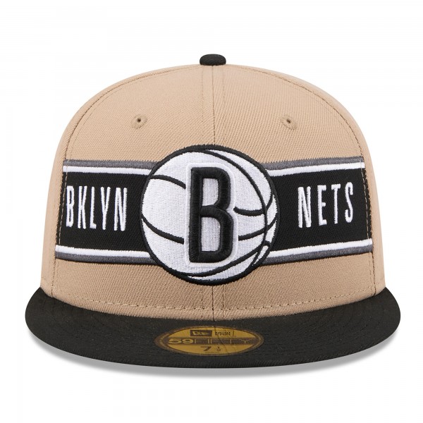 Бейсболка Brooklyn Nets New Era Tan/Black 2024 NBA Draft 59FIFTY