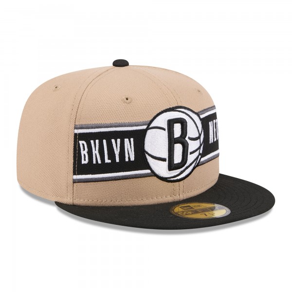 Бейсболка Brooklyn Nets New Era Tan/Black 2024 NBA Draft 59FIFTY
